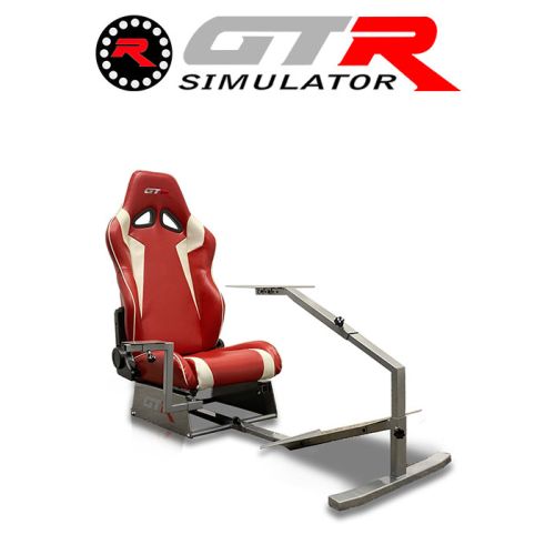 GTR Simulator Touring Model Simulator with Silver Frame and Adjustable Leatherette Racing Seat - Red/White (32981)