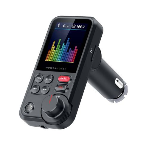 Powerology Bluetooth FM Transmitter Pro Car Charger Fast Charging 18W - Black