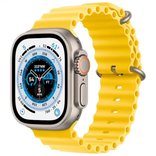 Apple Watch Ultra, 49mm, Titanium Case, Yellow Ocean Band, (GPS+Cellular) - One Size