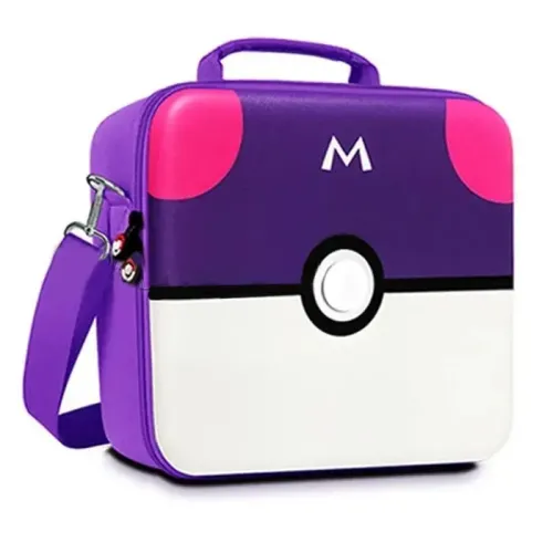 N.Switch OLED Deluxe Protective Hard Shell Carry Bag Carrying Case - All-in-ONE - Pokemon Ball - Wht & Purple