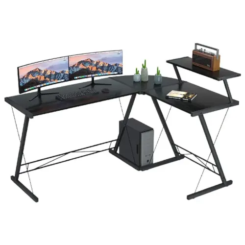 GAMEON 3 in 1 L-Shaped Slayer II XL Series Gaming Desk (Size: 150*112*74cm & Table top 100*48cm + 60*48cm) - Black