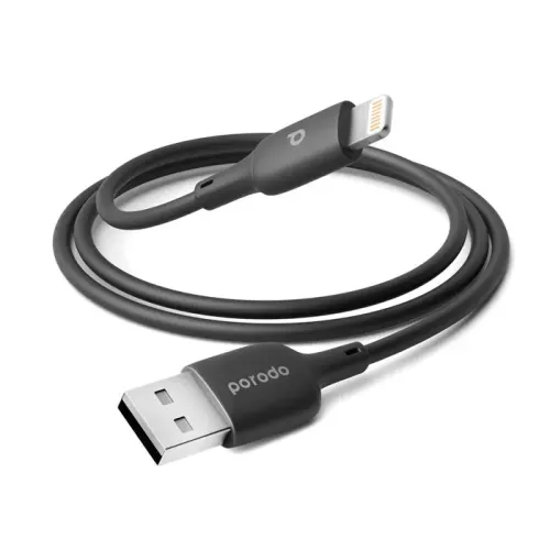Porodo Blue PVC Lightning Cable, USB-A to Lightning 1m/3.2ft - Charge & Sync - Black
