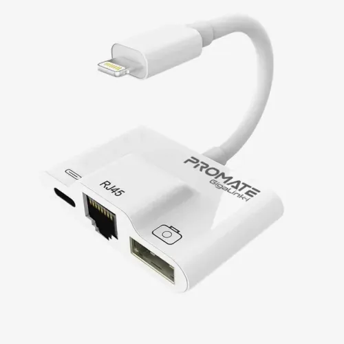 Promate GigaLink-i 3-in-1 High Speed OTG Lightning Hub - white