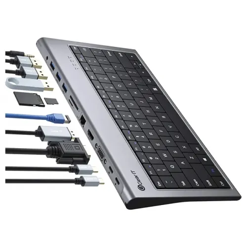 Gear It 12-in-1 USB-C Keyboard Hub (Mac, ios, windows) Supported - Black (English)