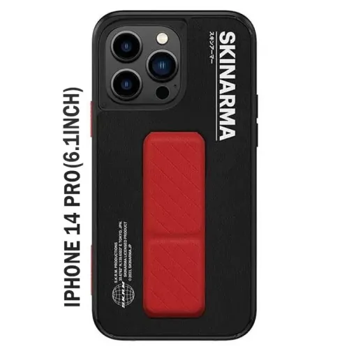 Skinarma Case For iPhone 14 Pro (6.1inch) - GYO With Red grip and stand - Black