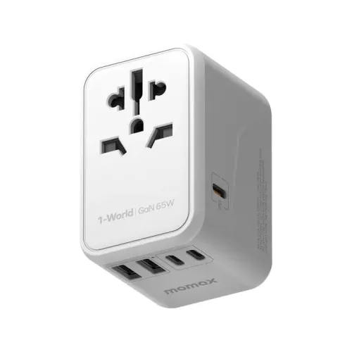 Momax 1-World 65W GaN  5 Ports + AC Travel Adapter - White