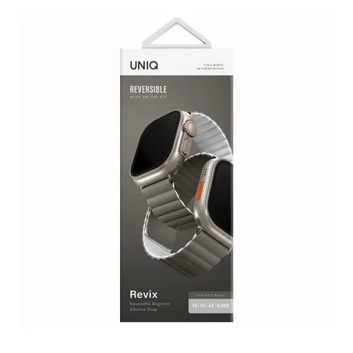 Uniq Revix Reversible Strap For  Apple Watch 49/45/44mm - Ash Gray /Dove White