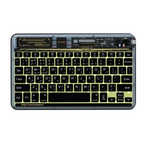 Porodo Crystal Shell Ultra-Slim Keyboard - Black (English/Arabic)