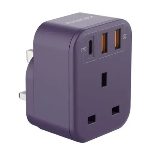 Momax - OnePlug 1-Outlet Extension Socket With USB - Deep Purple