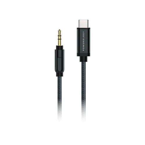 Powerology Braided Audio Type-c To 3.5mm Aux Cable - 1.2m / 4ft - Black