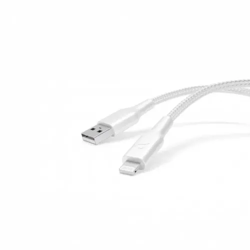 Powerology Braided USB-A To Lightning Data & Fast Charge Cable 1.2m - White