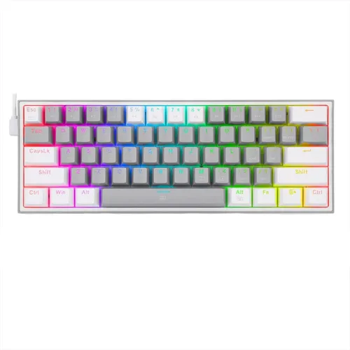 Redragon Fizz Rgb K617 Wired Mechanical Gaming Keyboard - White/grey (Dust-proof Red)