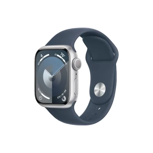 Apple Watch Series 9 Gps 41mm Silver Aluminium Case With Storm Blue Sport Band - S/m