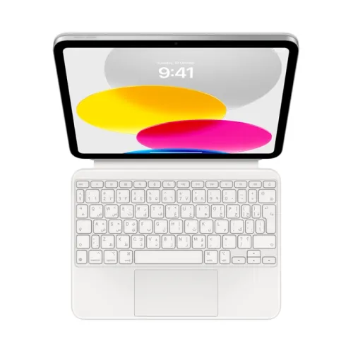 لوحة مفاتيح APPLE MAGIC KEYBOARD FOLIO لأجهزة IPAD (الجيل العاشر) باللون الأبيض باللغة العربية