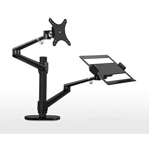 Gamvity Aluminum Height Adjustable Desktop Dual Arm 17-32 Inch Monitor Holder+12-17 Inch Laptop Holder Stand Full Motion Mount Arm Ol-3l - Black