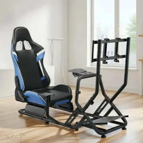 Gamvity Racing Simulator Cockpit With Monitor Mount Lrs09-bs03 - Black/blue