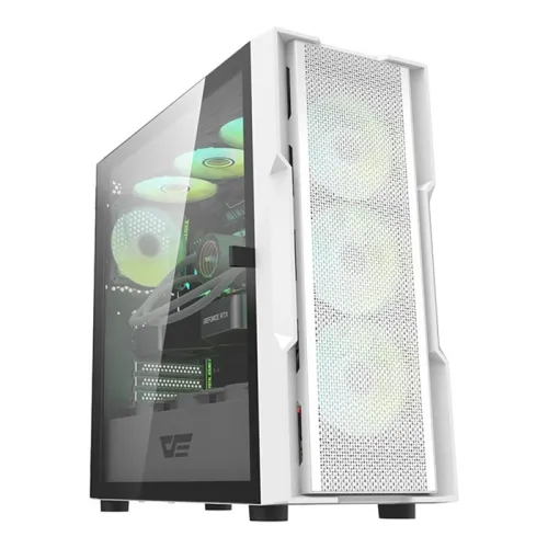 Darkflash Dk431 Metal Full Mesh Atx Gaming Pc Case - White (With 4*ARGB Fans)