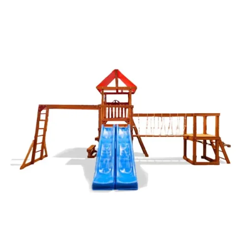 Dp Bridgeport Wooden Swing Set With Climbing Wall