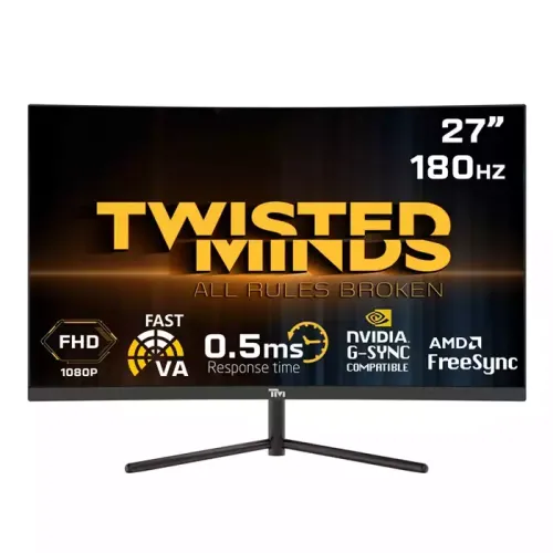 Twisted Minds 27'‘ Fhd Va, 180hz, 0.5ms, Hdmi2.0, Hdr Curved Gaming Monitor - Black