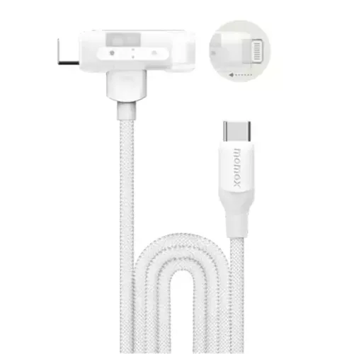 Momax 1-link Flow Duo 2-in-1 Usb-c To Lightning Braided Cable (1.5m) - White