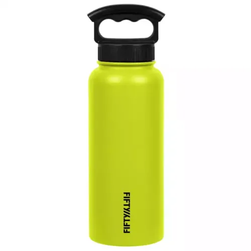 Fifty Fifty Vacuum Insulated Bottle 3 Finger Lid 1l - Lime Green