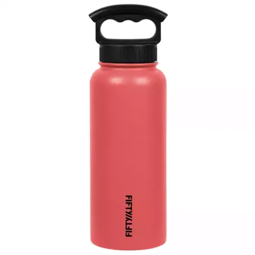 Fifty Fifty Vacuum Insulated Bottle 3 Finger Lid 1l - Coral