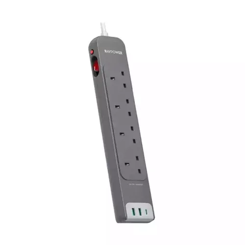 Ravpower Rp-pc1039 4 Outlets Power Strip Gray Uk Version 3m With Usb Port
