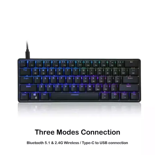 Skyloong Gk61 Three Modes Connection Abs Black Mechanical Gaming Keyboard - Switches Red