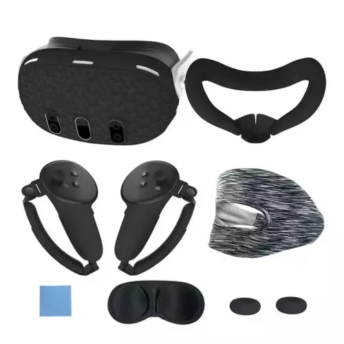 Silicone Kit 7 In 1 For Meta Quest 3 With Pp Bag - Black