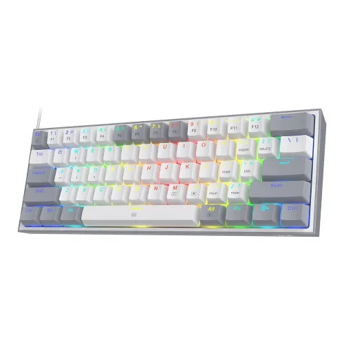 Redragon Fizz Rgb K617 Wired Mechanical Gaming Keyboard - White/grey Dust-proof Red (English)