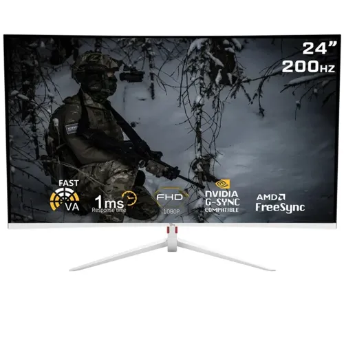 Twisted Minds 23.6" Fhd Va, 200hz, 1ms Curved Gaming Monitor - White