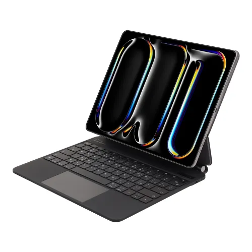 لوحة مفاتيح وايرليس من الجلد من LEVELO AEROBOARD SAFFANIO لجهاز IPAD PRO مقاس 13 بوصة (2024) اللون الأسود