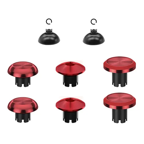 Metal Joystick Cap & Joystick Base 8pcs For PS5 Edge Controller - Red