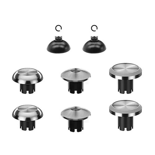 Metal Joystick Cap & Joystick Base 8pcs For PS5 Edge Controller - Silver