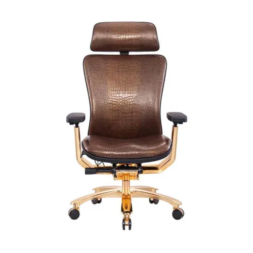 High Back Bifma Chair Real Leather Ergonomic Golden Chair