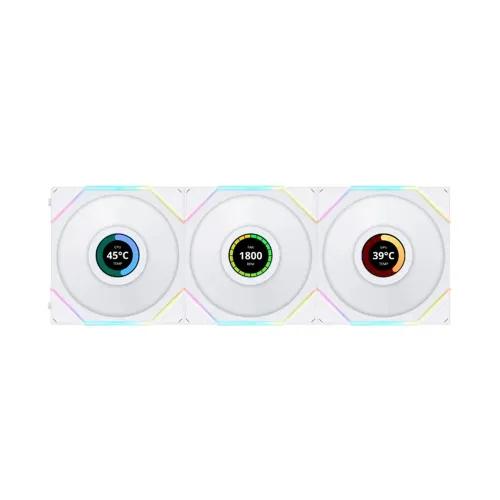 Lian Li Uni Fan Tl Lcd 120mm Argb Cooling Fan With 1.6" Lcd Screen (Pack Of 3) - White