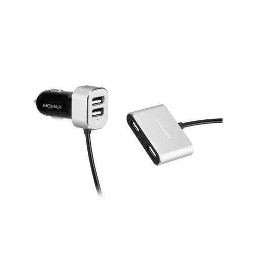 Car charger with extension Momax UC6 Dual USB Extension Hub Silver