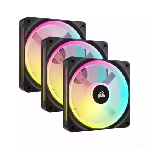 Corsair Icue Link Qx120 Rgb - 3 X 120mm Pwm Pc Fans Starter Kit With Hub - Black