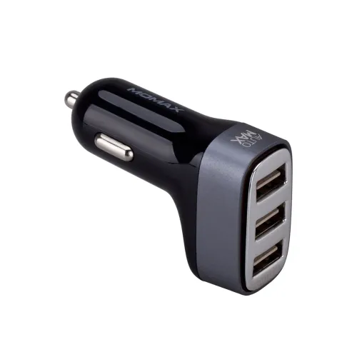 MOMAX Polar Light Series Car Charger-Dual 3 USB Ports -Black