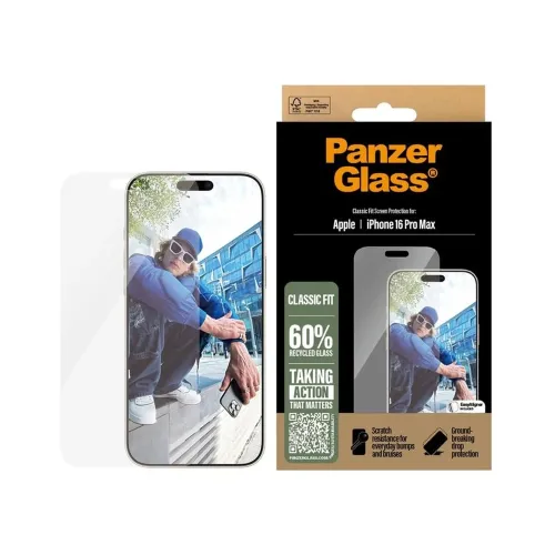 Panzerglass Classic Fit Tempered Glass Screen Protector For Iphone 16 Pro Max- 6.9"