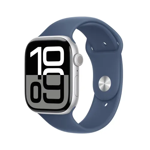 Apple Watch Series 10 Gps 42mm Silver Aluminium Case With Denim Sport Band - S/m