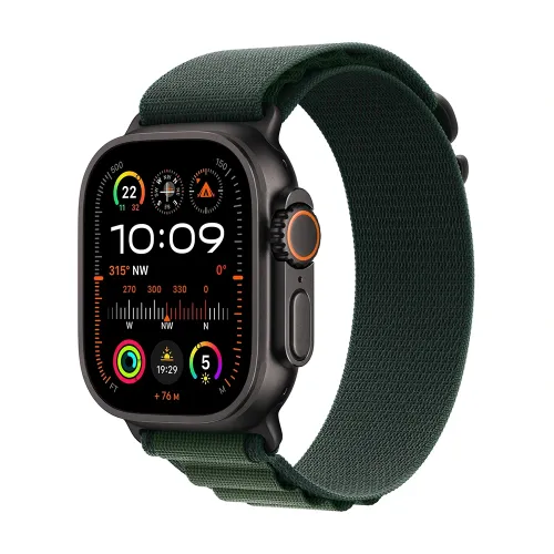 Apple Watch Ultra 2 Gps + Cellular 49mm Black Titanium Case With Dark Green Alpine Loop - Medium