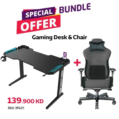 Gamvity T Legs Gaming Desk With Gaming Chair Bundle