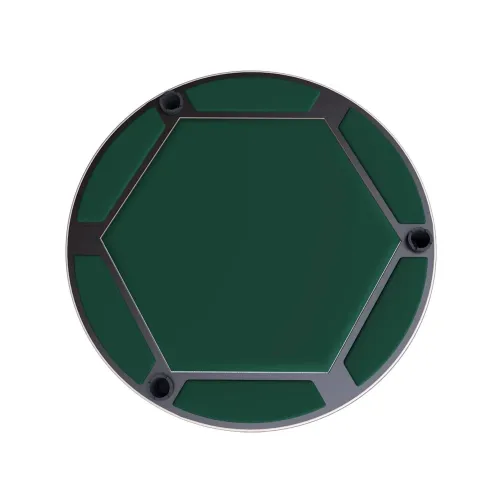 Cards Playing Table Floor Sitting 6 Player Brown Wood & Green Fabric