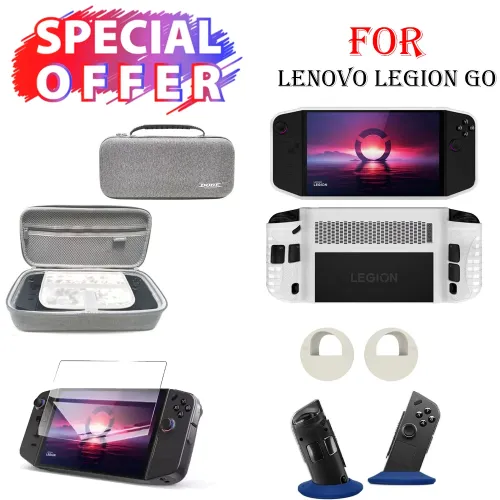 Storage Bag With Tpu Case White / Screen Glass Protector / Holder Storage Stand For Lenovo Legion Go Handheld Bundle