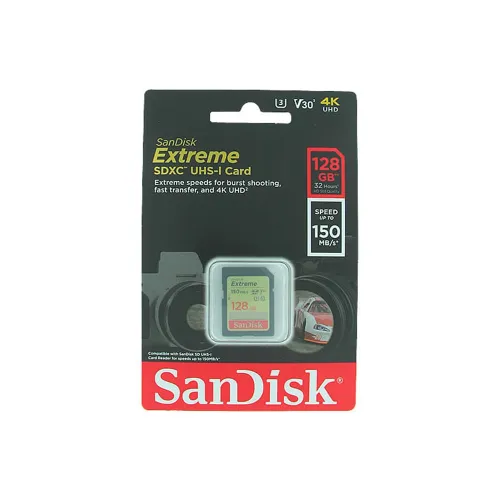 Sandisk Extreme Sdxc Card 128gb 150mb/s V30 Uhs-i U3