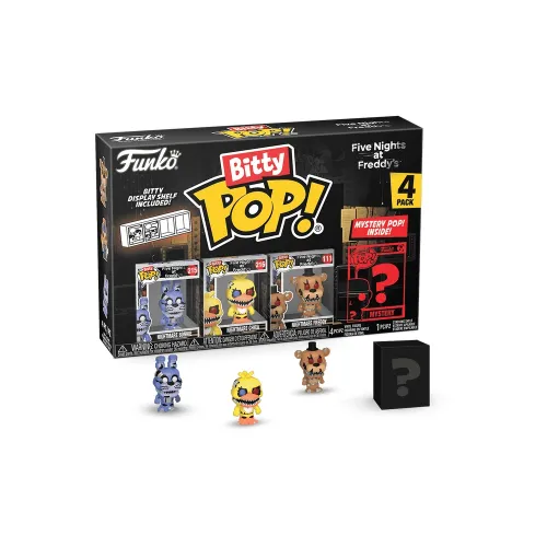 Pop Bitty 4 Pack: Fnaf- Nightmare Bonnie / Nightmare Chica / Nightmare Freddy / Mystery