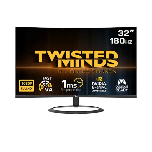 Twisted Minds Eclipse Series Curved 32" Fhd - 180hz 1ms Fast Va Gaming Monitor