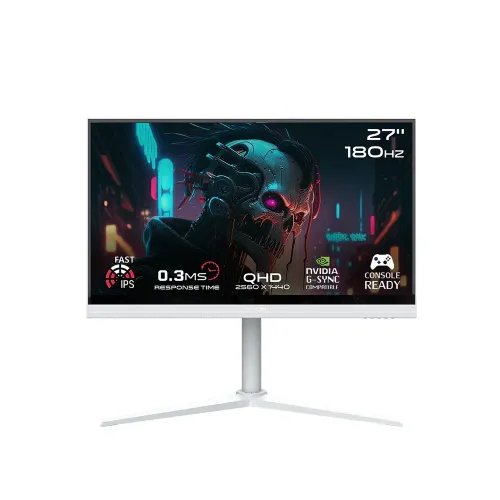Gameon Goa27qhd180ips Artic Pro Series 27" Qhd, 180 Hz, Mprt 0.3 Ms, Fast Ips Gaming Monitor (Support Ps5) - White