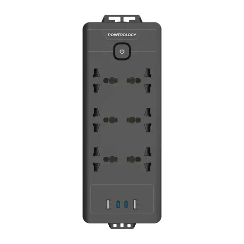 Powerology 6ac 2500w Power Strip - Black